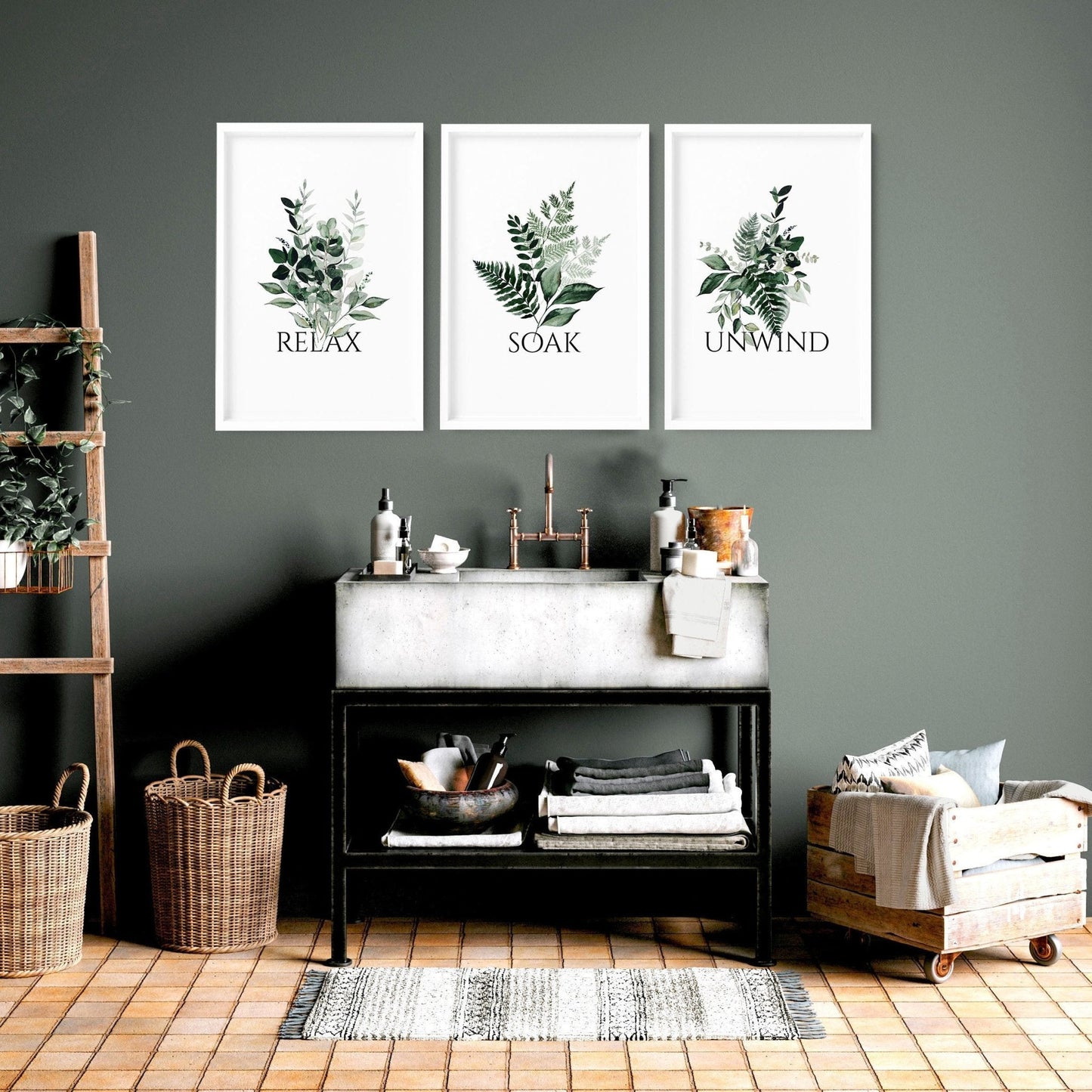Pictures for Bathroom Walls – Set of 3 Botanical Prints