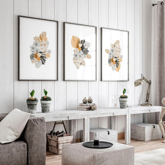 Botanical illustration wall decor | set of 3 wall art prints