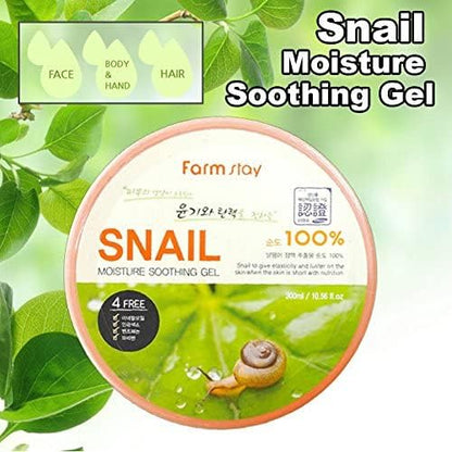 FARMSTAY Moisture Soothing Gel Snail 300ml – Hydrates & Soothes Skin