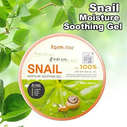 FARMSTAY Moisture Soothing Gel Snail 300ml – Hydrates & Soothes Skin