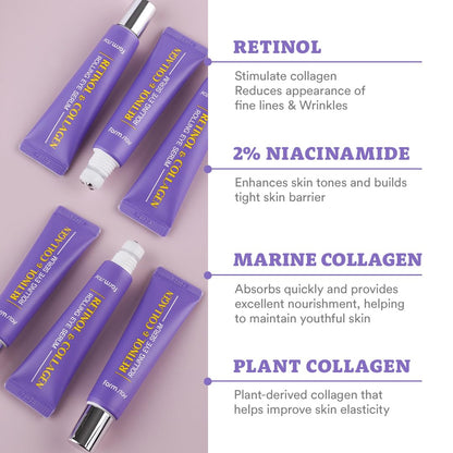 Farmstay Retinol Roll-On Eye Serum with 2% Niacinamide & Collagen – Hydrating Korean Eye Roller for Dark Circles & Puffiness