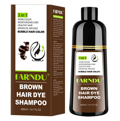 Farndu Brown Hair Dye Shampoo – 100% Gray Coverage, Natural Herbal Formula