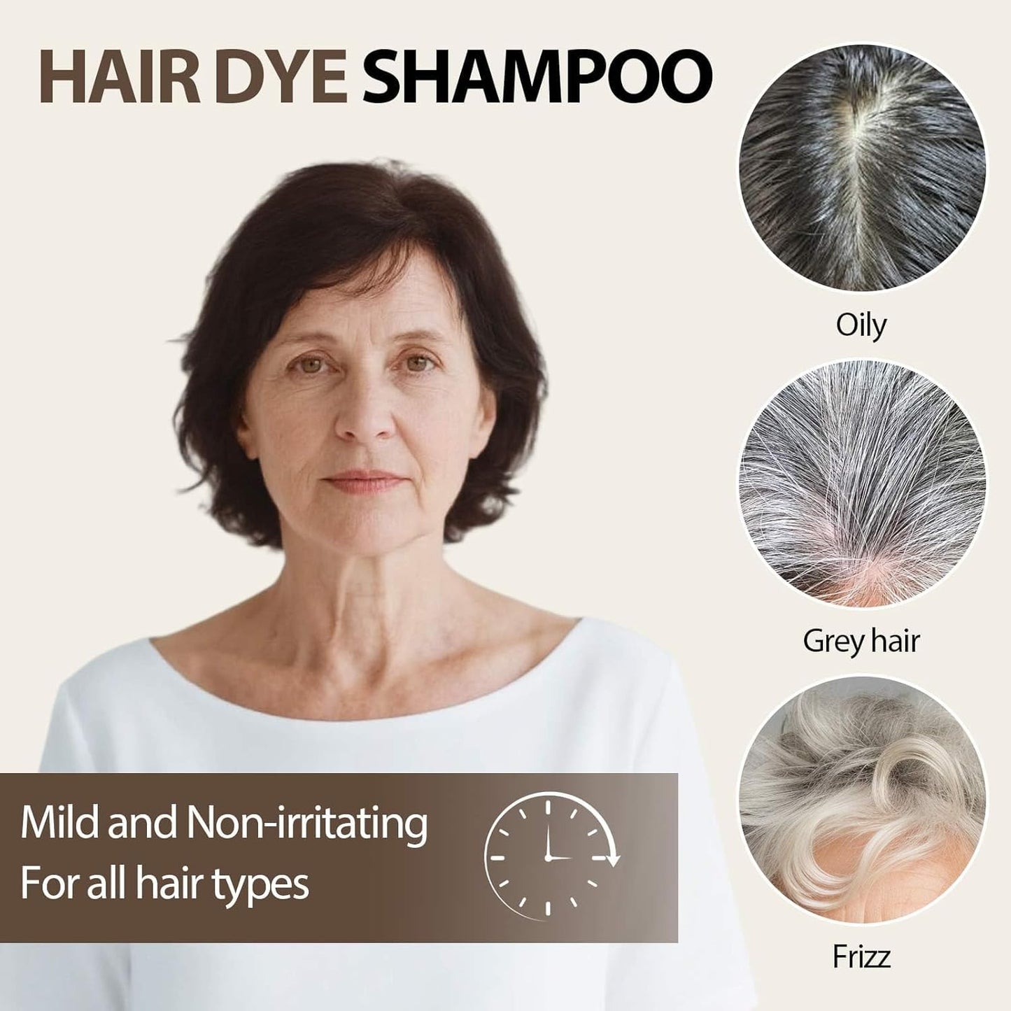 Farndu Dark Brown Hair Dye Shampoo 3-in-1 – 15 Min Gray Coverage, Herbal Semi-Permanent Color