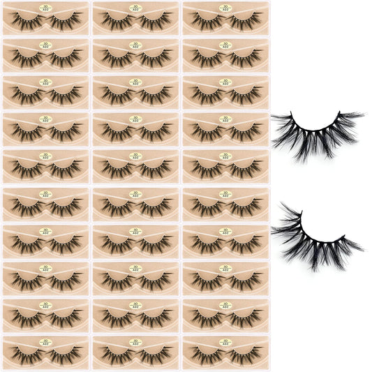FARRED 3D A02 Faux Mink Lashes – 30 Pairs, Medium Length, Fluffy Volume, Vegan Bulk Lashes