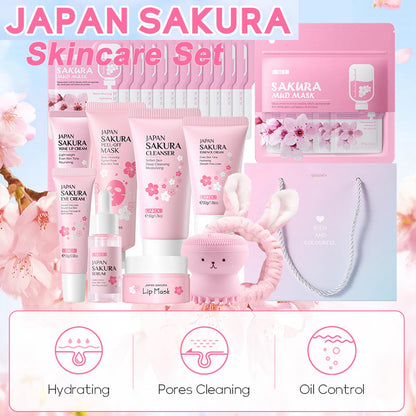 Fashion Base Sakura Skincare Set – 33-Piece Teen & Women Facial Care Kit