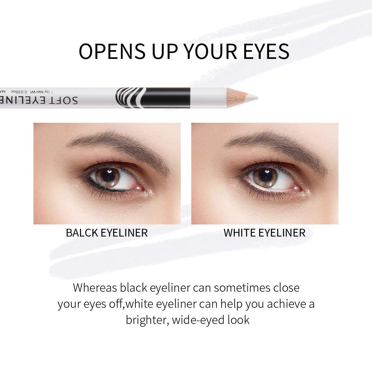 Fashionwu White Eyeliner Pencil – Waterproof, Long-Lasting, Multi-Purpose Eye Makeup Tool (48pcs)