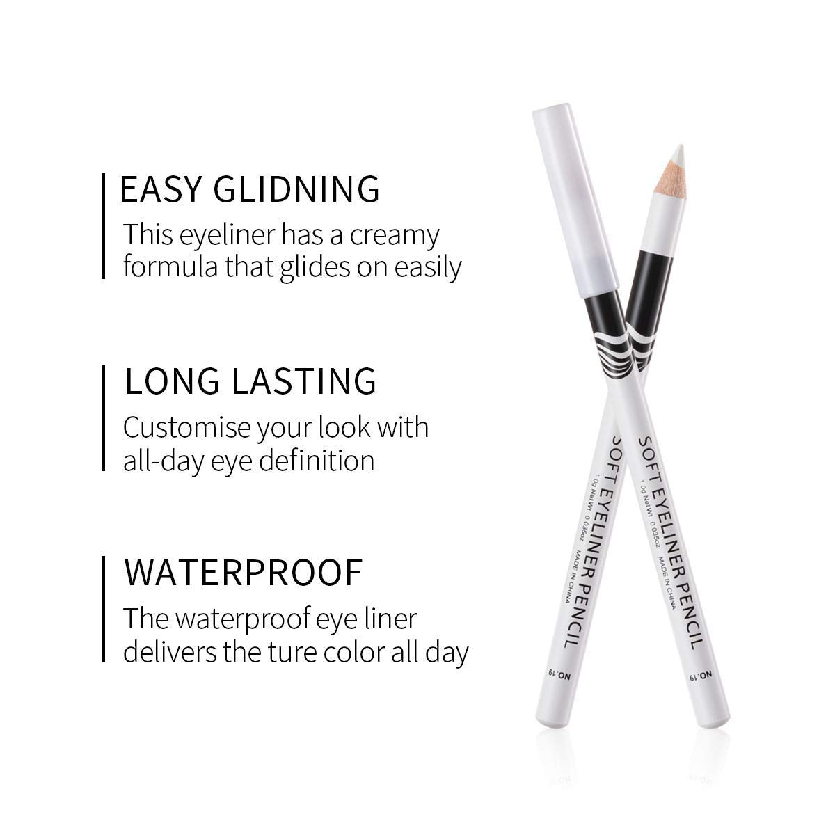 Fashionwu White Eyeliner Pencil – Waterproof, Long-Lasting, Multi-Purpose Eye Makeup Tool (48pcs)