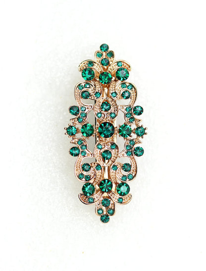 Faship Gorgeous Green Rhinestone Crystal Hair Barrette – Emerald Green Hair Jewelry