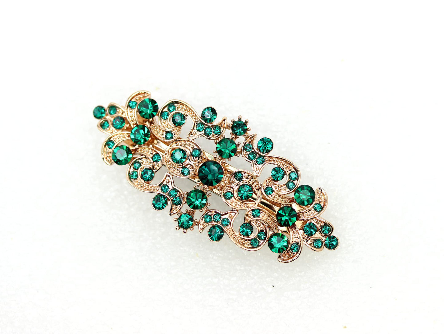 Faship Gorgeous Green Rhinestone Crystal Hair Barrette – Emerald Green Hair Jewelry
