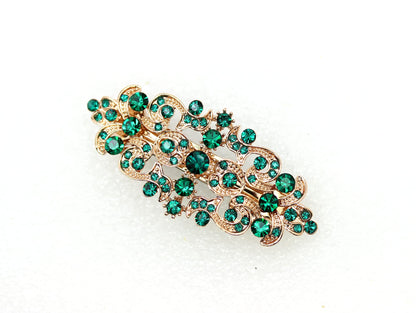 Faship Gorgeous Green Rhinestone Crystal Hair Barrette – Emerald Green Hair Jewelry