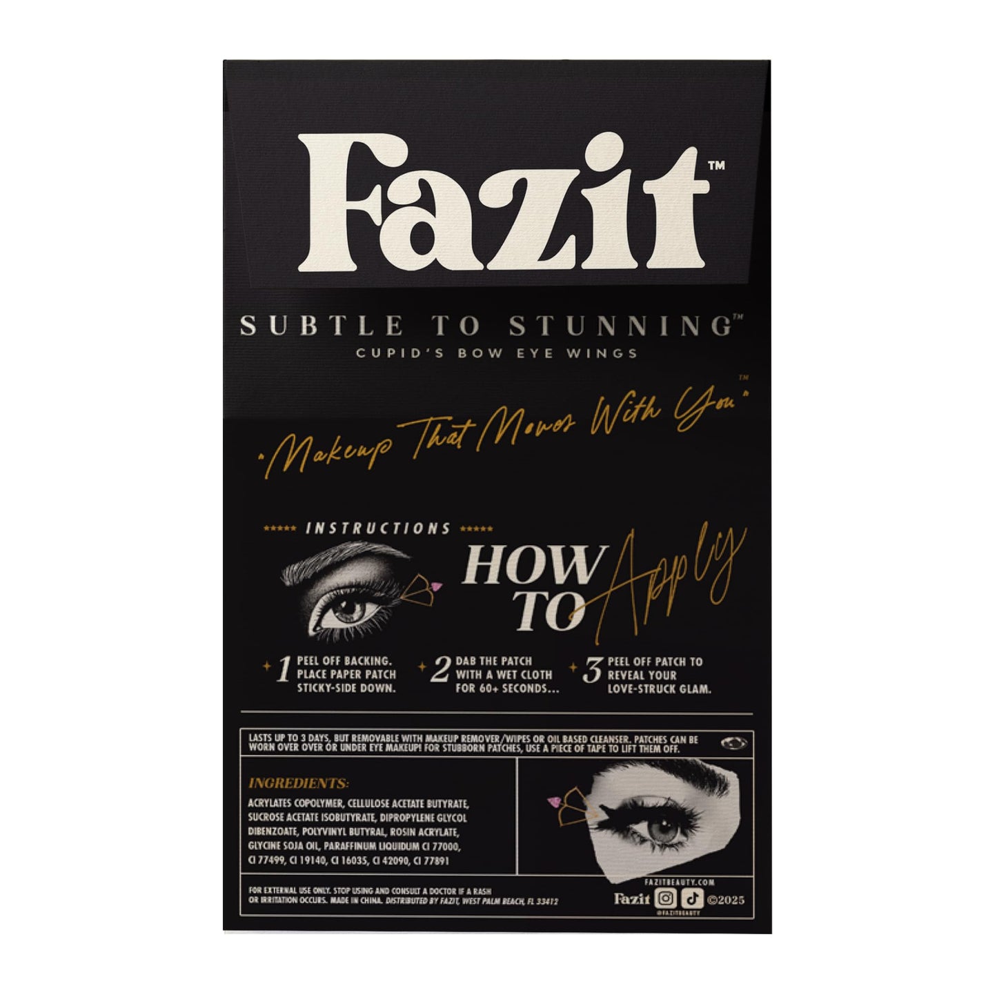 Fazit Cupid's Bow Eye Wings Patches – Glitter Makeup Accessories for Face