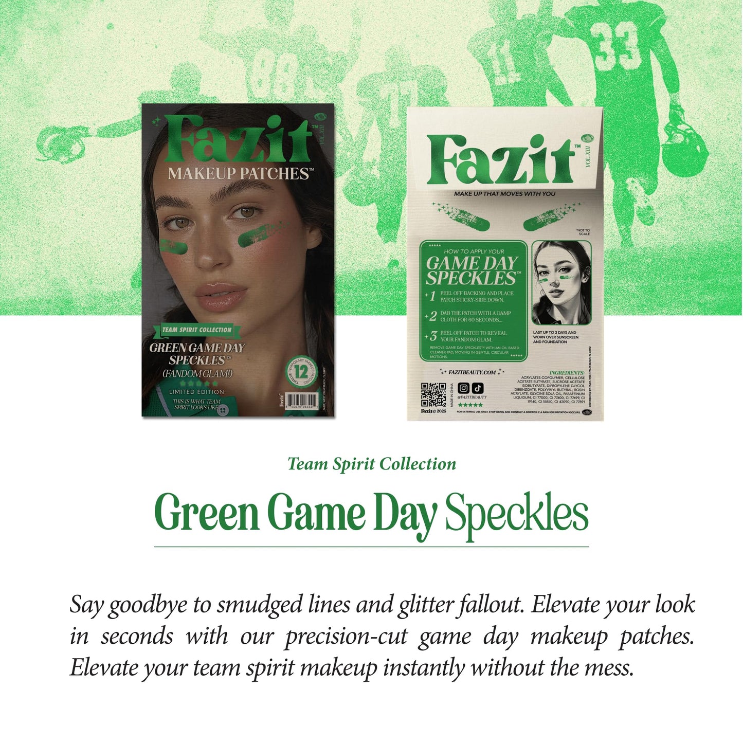 Fazit Green Game Day Makeup Patches – Glow Up Glitter Speckles