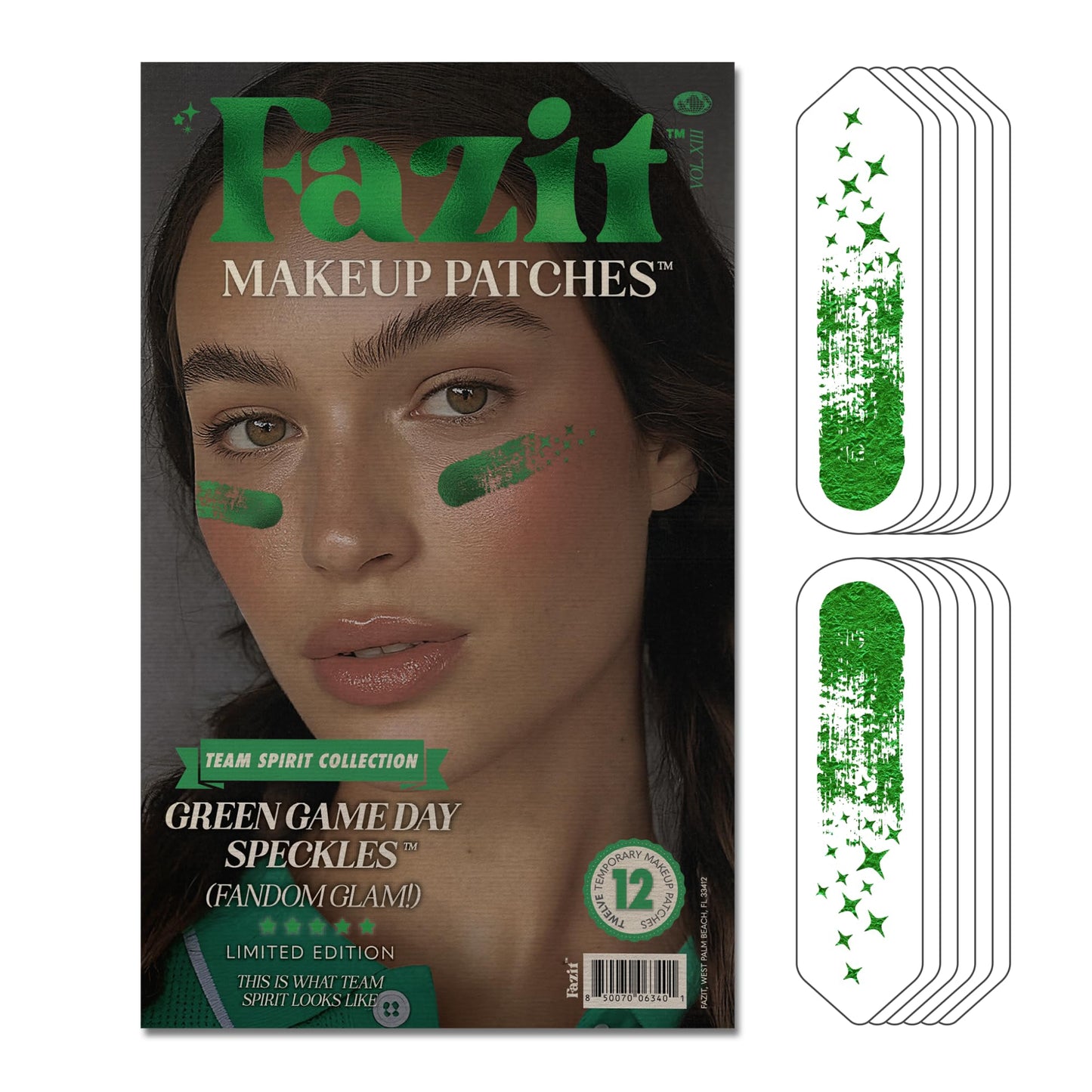 Fazit Green Game Day Makeup Patches – Glow Up Glitter Speckles