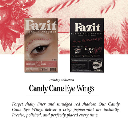Fazit Candy Cane Eye Wing Patches – Glow Up Glitter Makeup for Face, Waterproof & Easy Application