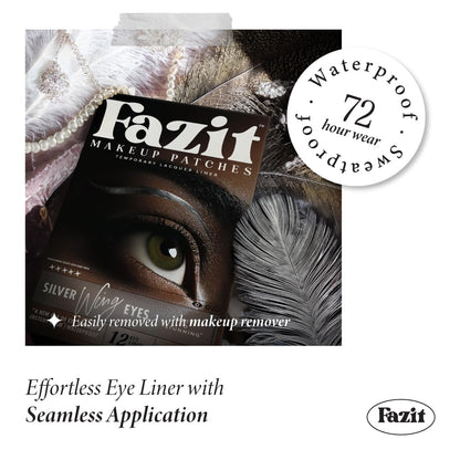 Fazit Silver Wing Eye Patches – Glitter Makeup Patches for Women – Waterproof & Long-Lasting Shine
