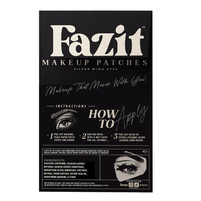 Fazit Silver Wing Eye Patches – Glitter Makeup Patches for Women – Waterproof & Long-Lasting Shine