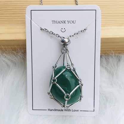 Handmade Natural Crystal Mesh Bamboo Necklace