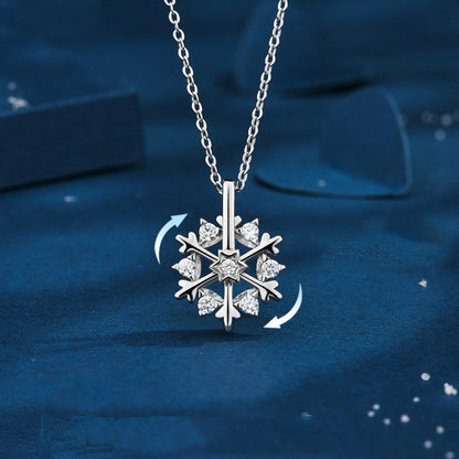 Rotatable Spinning Snowflake Pendant Necklace