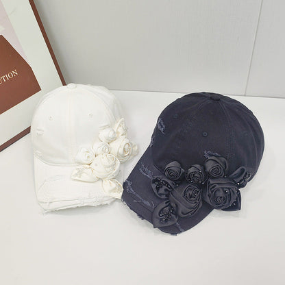 Female 3D Crystal Rose Light Luxury Fashion Duck Tongue Hat