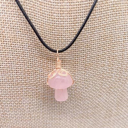 Winding Small Mushroom Natural Stone Necklaces