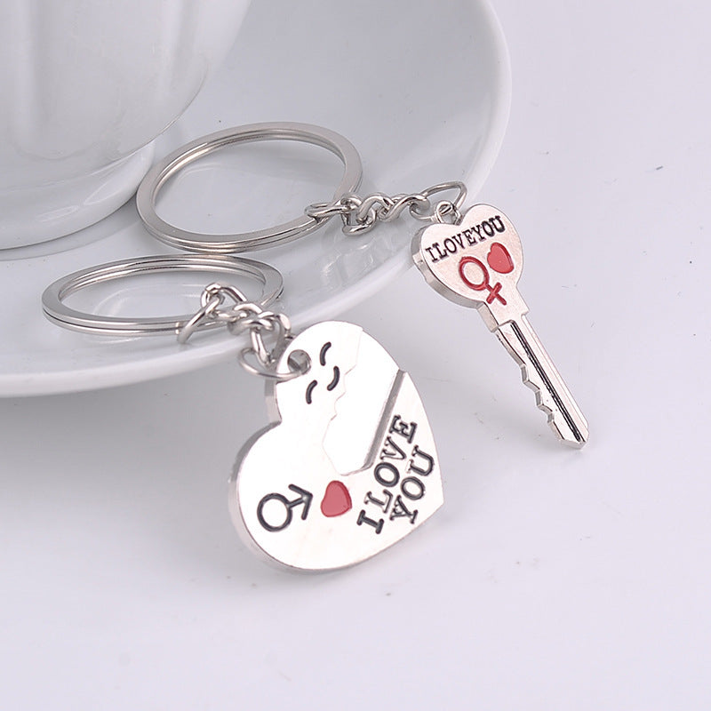 Heart and Key Shaped Love Keychain