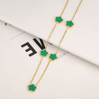 Clover Five Leaf Petals Earring & Necklace Jewellery Sets