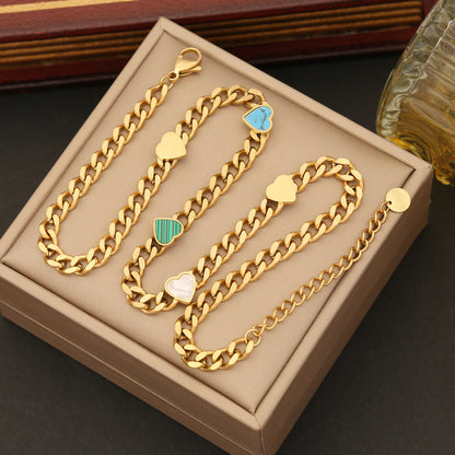 Elegant Heart & Butterfly Stainless Steel Necklace