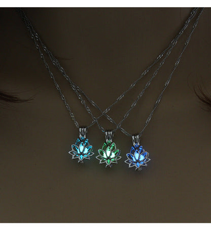 Yoga Lotus Luminous Pendant Necklace