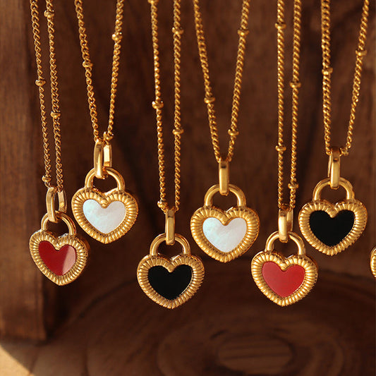 Double-Sided Color Heart-Shaped Necklace