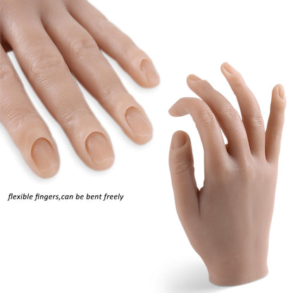 Fcozpjk Silicone Practice Hand for Nail Art – Soft, Flexible Fingers & 100 Tips Kit