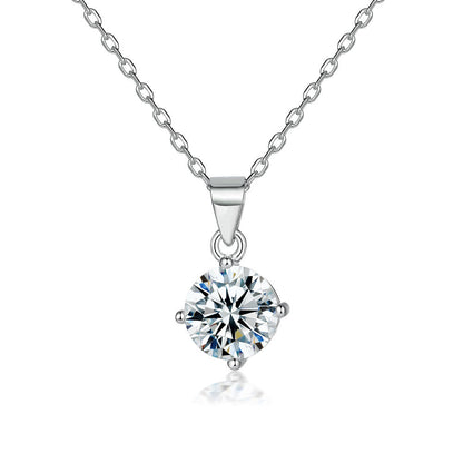 S925 Sterling Silver Necklace with Simple Zircon Pendant