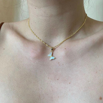 Gold & Blue Butterfly Necklace
