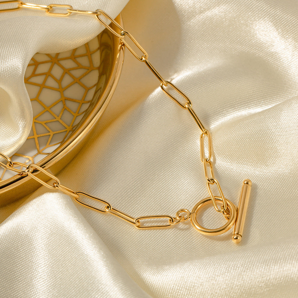Gold Geometric Stainless Steel OT Chain Necklace