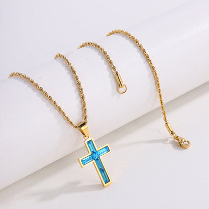 Multi-Colored Cross Pendant Necklace