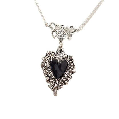 Burning Love Pendant Silver Lace Necklace
