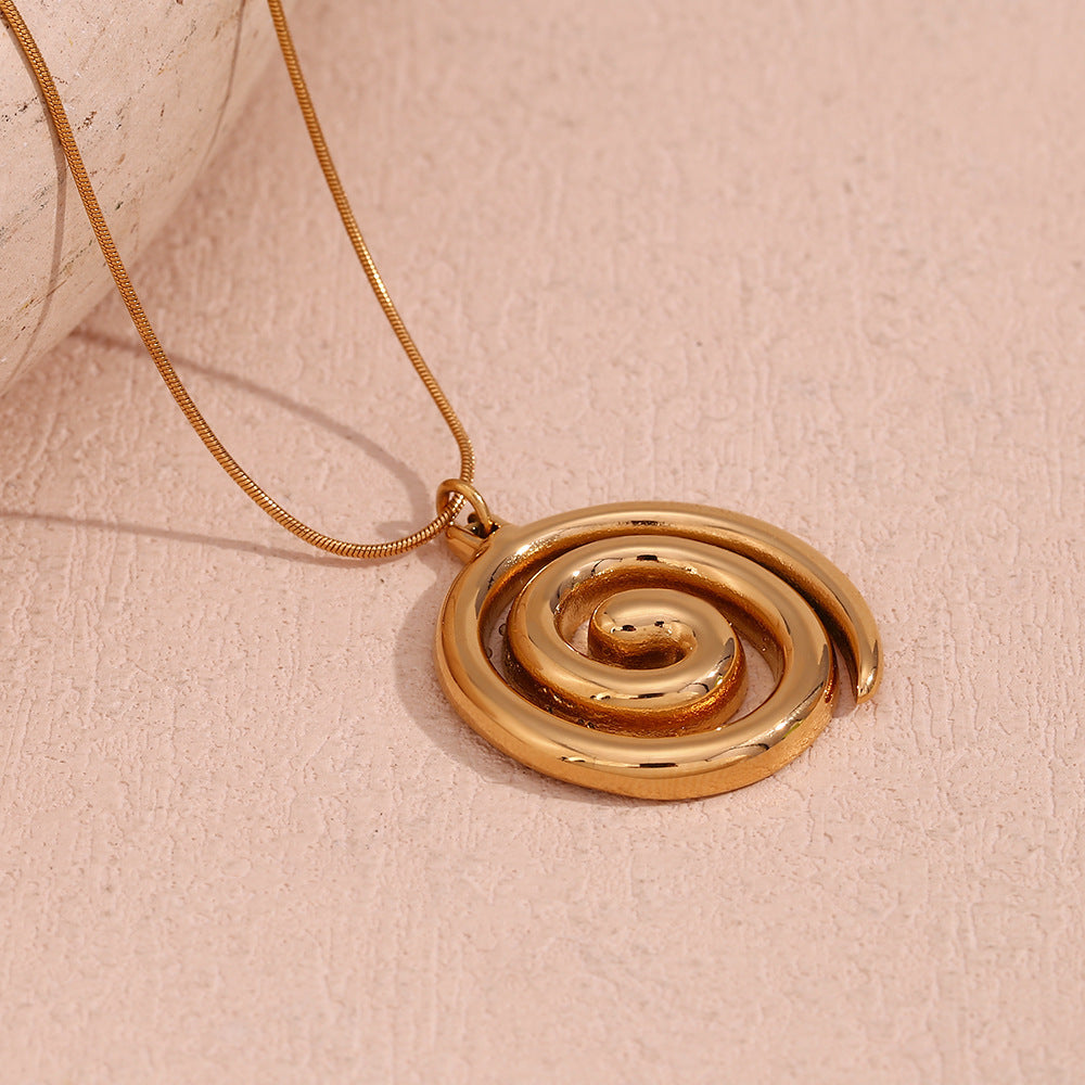 Gold Snake Chain Vortex Pendant Necklace