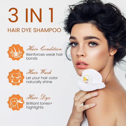 Fedulili Hair Dye Shampoo 3 in 1 – Semi-Permanent Chestnut Brown for Home Use (500ml)