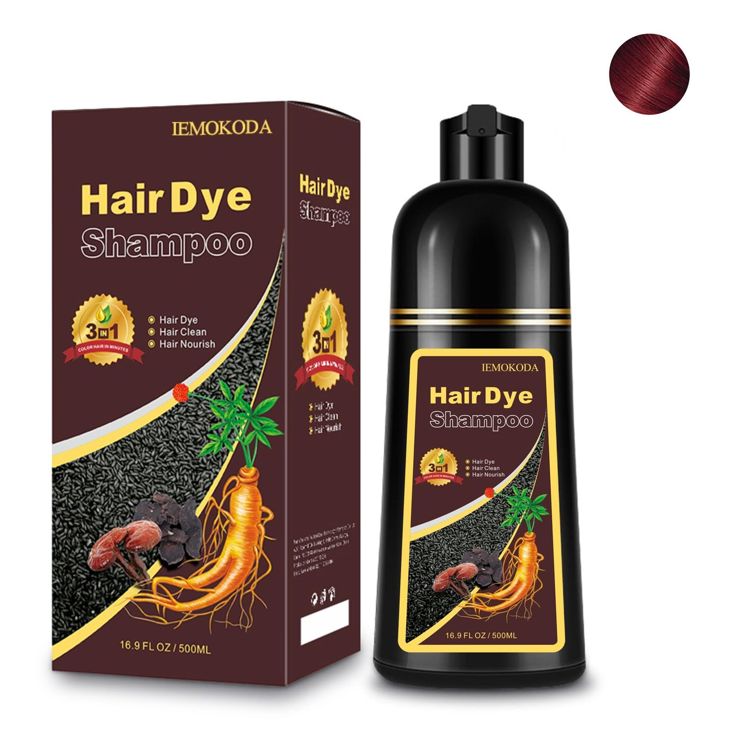 Fedulili Hair Dye Shampoo 3-in-1 – Instant Natural Color, 12 Shades, 500ml