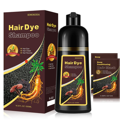 Fedulili Natural Black Tea Hair Dye Shampoo 3-in-1 – Instant Gray Coverage, 16.9 fl oz