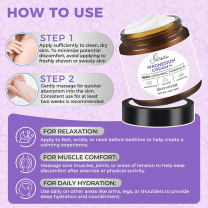 FeeMeFee Magnesium Lotion for Sleep – Soothing Magnesium Cream with Coconut & Shea, 4 oz