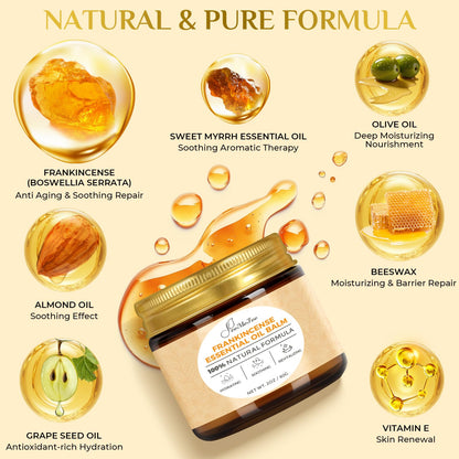 FeeMeFee Frankincense Balm 2oz – Soothing Moisturizer with Myrrh, Boswellia Serrata & Nutrient Oils