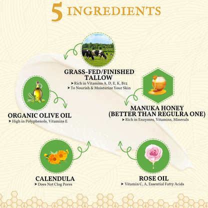 FeeMeFee Beef Tallow for Skin – Unscented Whipped Face & Body Moisturizer