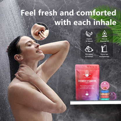 FEIFAN SHOWER Shower Steamers – 18-Pack Aromatherapy Gift Set (Lavender, Eucalyptus, Mint, Watermelon, Chamomile, Rose)