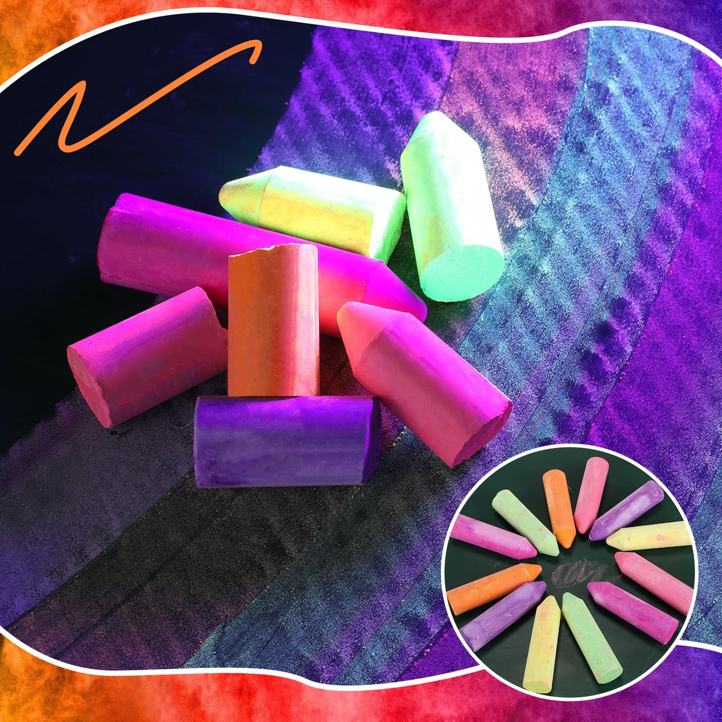 Feifeiya Glow in the Dark Chalk – 12 Neon UV Chalk for Black Light Parties and Outdoor Art