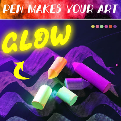 Feifeiya Glow in the Dark Chalk – 12 Neon UV Chalk for Black Light Parties and Outdoor Art