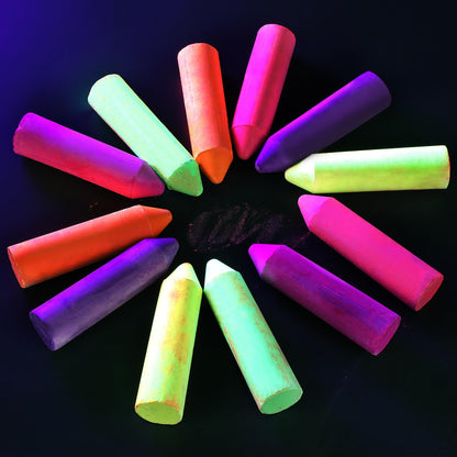 Feifeiya Glow in the Dark Chalk – 12 Neon UV Chalk for Black Light Parties and Outdoor Art