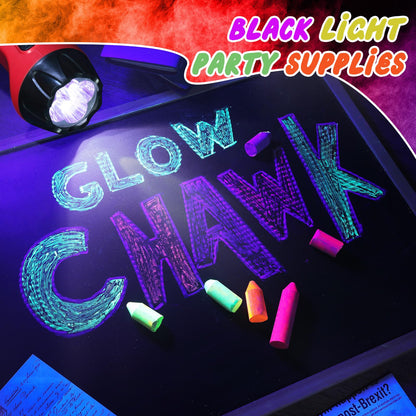 Feifeiya Glow in the Dark Chalk – 12 Neon UV Chalk for Black Light Parties and Outdoor Art