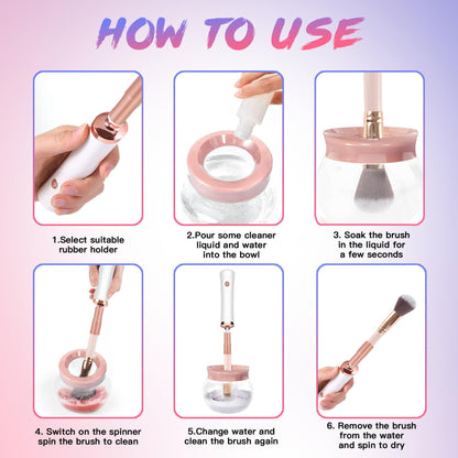 FEIMINI Makeup Brush Cleaner Machine — Auto Clean & Dry, Fits Most Brush Sizes