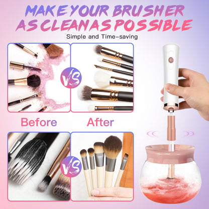 FEIMINI Makeup Brush Cleaner Machine — Auto Clean & Dry, Fits Most Brush Sizes