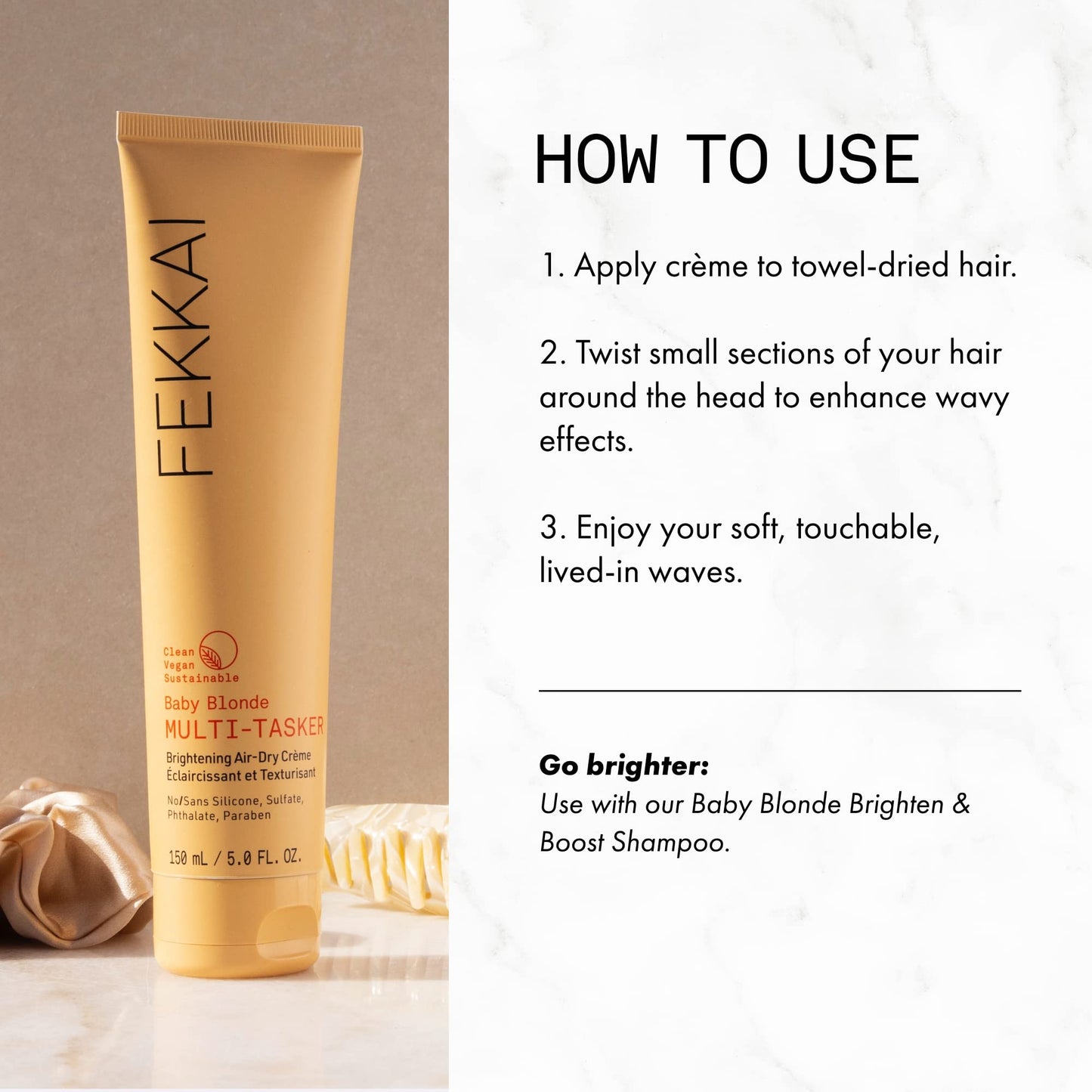 Fekkai Baby Blonde Brightening Air-Dry Creme – 5 oz | Salon-Grade, Vegan & Cruelty-Free